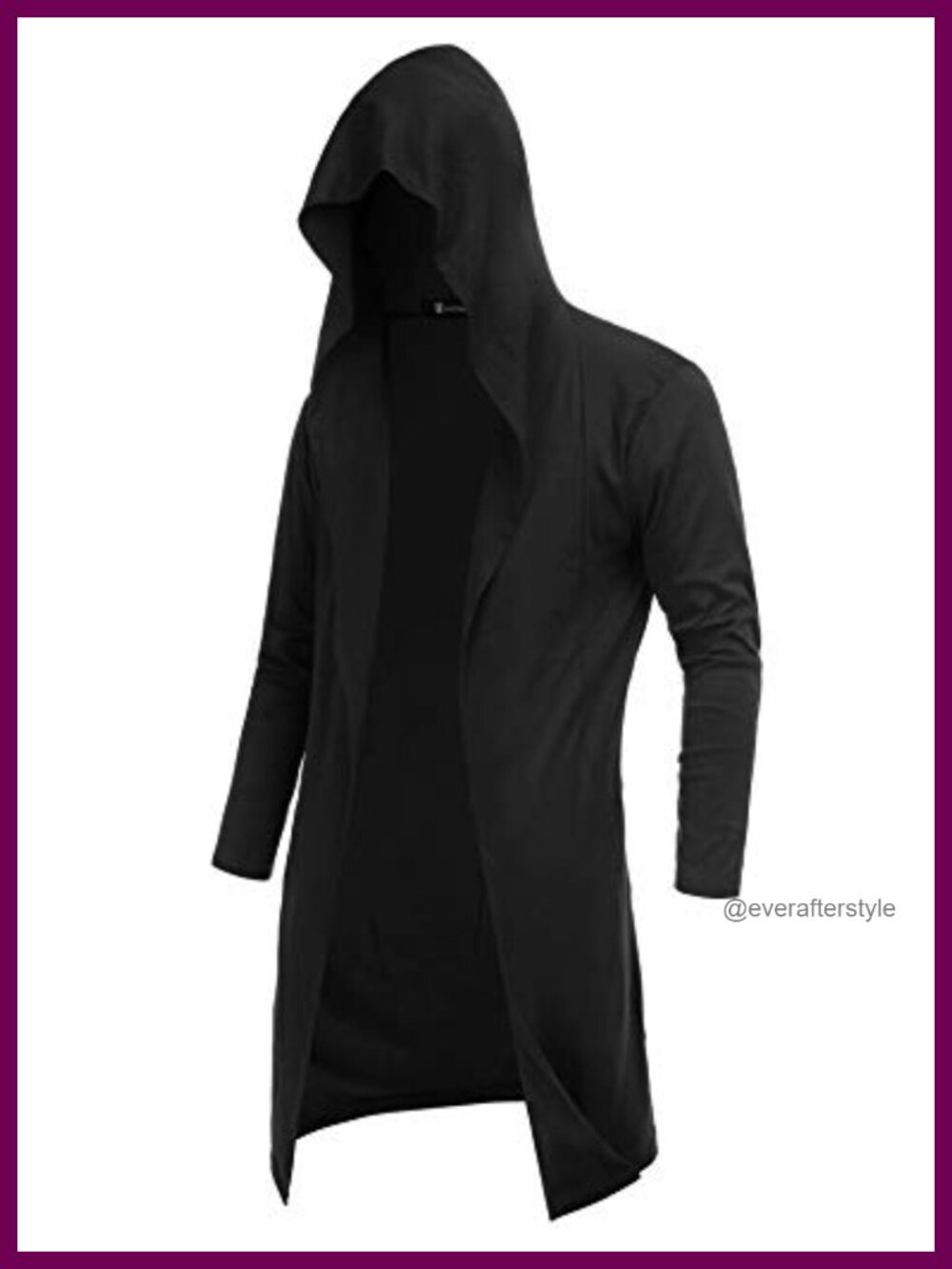 Mens Long Open Front Hooded Cardigan Sweater with Pockets Lightweight